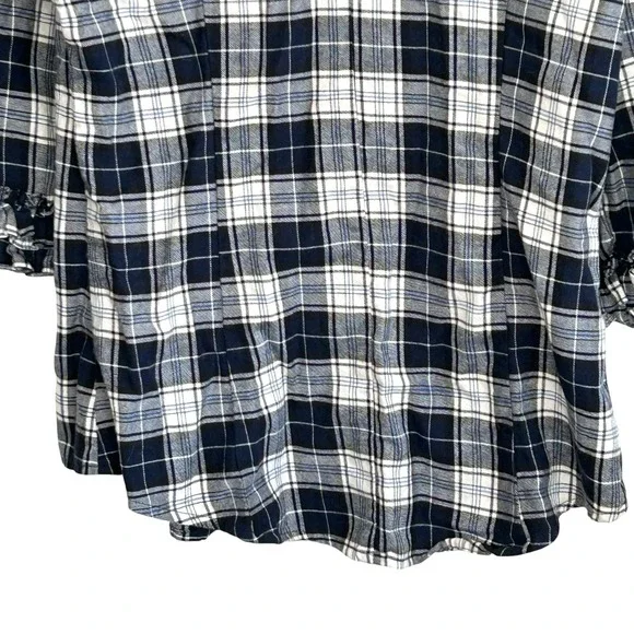 Alicia Bell Plaid Button Shirt Small Western Preppy Festival Ruffle Indie USA - Picture 7 of 9